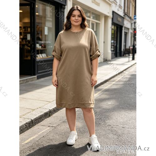 Šaty voľnočasové 3/4 dlhý rukáv dámske nadrozmer (50/52/54 ONE SIZE) TALIANSKA MÓDA IM426255