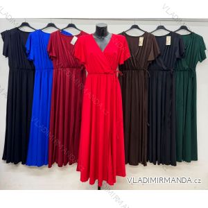 Šaty dlhé elegantný krátky rukáv dámske nadrozmer (46/48/50 ONE SIZE) TALIANSKA MÓDA IM426271