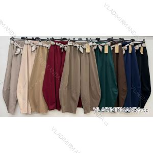 Nohavice dlhé letné s opaskom dámske nadrozmer (44/46/48 ONE SIZE) TALIANSKA MÓDA IM426273