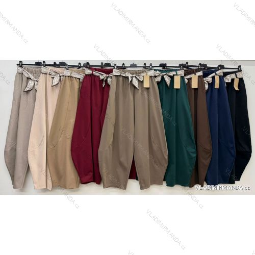 Nohavice dlhé letné s opaskom dámske nadrozmer (44/46/48 ONE SIZE) TALIANSKA MÓDA IM426273
