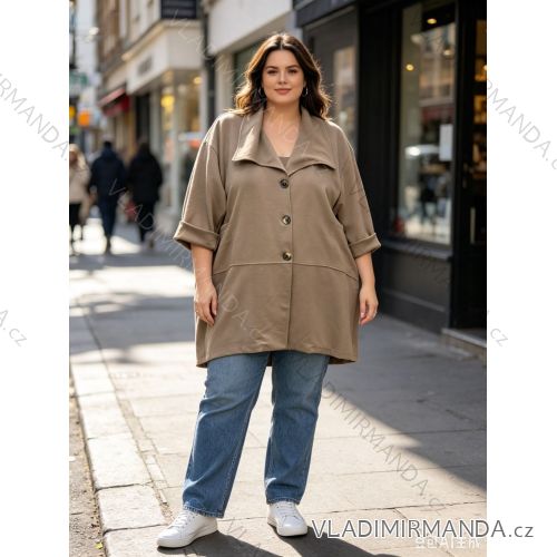 Kabát slabý 3/4 dlhý rukáv dámsky nadrozmer (54/56/58 ONE SIZE) TALIANSKA MÓDA IM426279