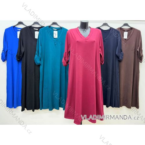 Šaty voľnočasové 3/4 dlhý rukáv dámske nadrozmer (50/52/54 ONE SIZE) TALIANSKA MÓDA IM426283