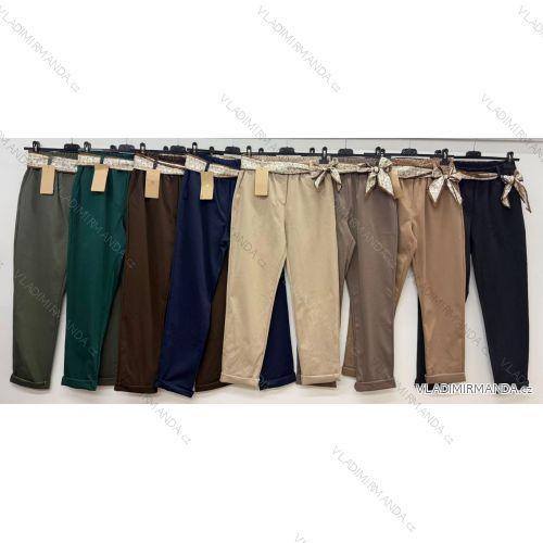 Nohavice voľnočasové s opaskom dámske nadrozmer (42/44/46 ONE SIZE) TALIANSKA MÓDA IM426284