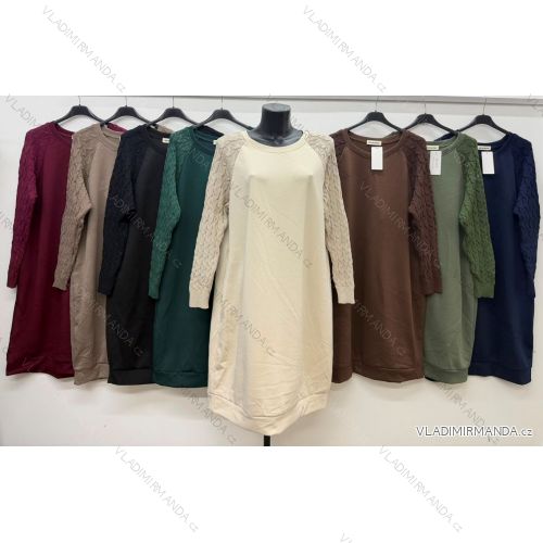 Šaty teplé dlhý rukáv dámske nadrozmer (50/52/54 ONE SIZE) TALIANSKA MÓDA IM426285