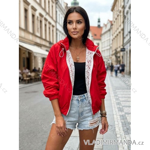 Bunda krátka tenká dlhý rukáv dámska (S/M/L ONE SIZE) TALIANSKA MÓDA IMWGG26002/DUR S/M/L červená