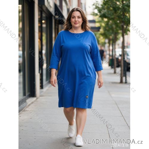 Šaty voľnočasové 3/4 dlhý rukáv dámske nadrozmer (50/52/54 ONE SIZE) TALIANSKA MÓDA IM426295