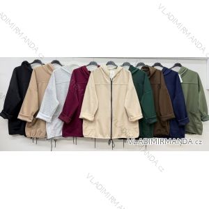 Kabátik teplý s kapucňou na zips dlhý rukáv dámsky nadrozmer (54/56/58 ONE SIZE) TALIANSKA MÓDA IM426297