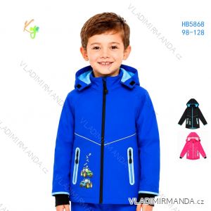 Bunda teplý softshell s kapucňou dlhý rukáv detská chlapčenská a dievčenské (98-128) KUGO HB5868