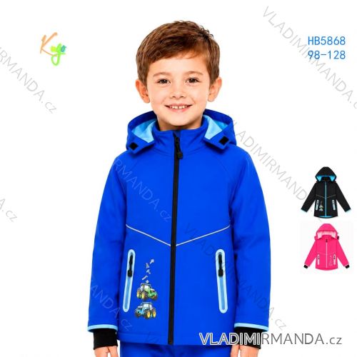 Bunda teplý softshell s kapucňou dlhý rukáv detská chlapčenská a dievčenské (98-128) KUGO HB5868