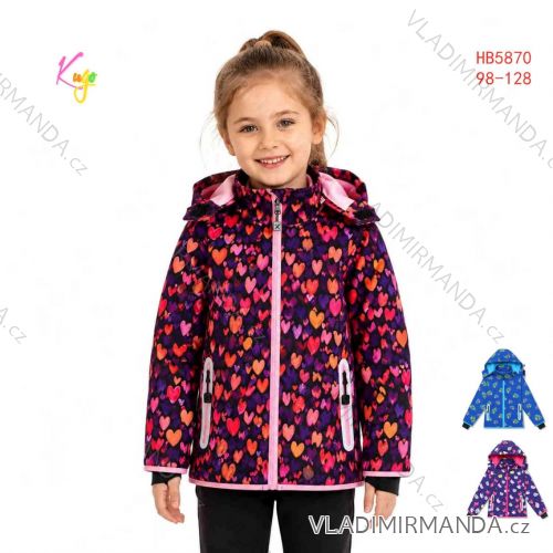 Bunda teplý softshell s kapucňou dlhý rukáv detská chlapčenská a dievčenské (98-128) KUGO HB5870
