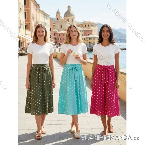 Šaty dlhé letné bodky krátky rukáv dámske (S/M/L ONE SIZE) TALIANSKA MÓDA IMC26155/DUR S/M/L zelená olivová