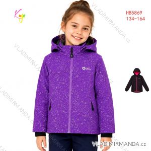 Bunda teplá softshell s kapucňou na zips dlhý rukáv dorast dievčenské (134-164) KUGO HK5869