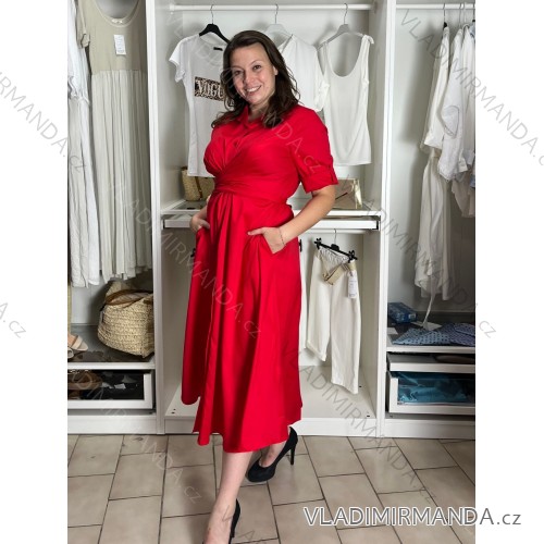 Šaty dlhé košilové 3/4 dlouhý rukáv dámske KLEO (S/M/L ONE SIZE) TALIANSKA MÓDA IMSM2600018