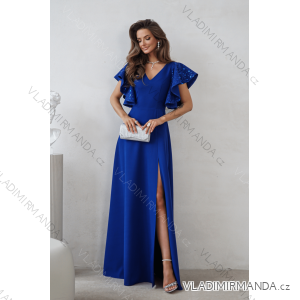 Šaty dlhé elegantné flitrové krátky rukáv dámske nadrozmer (34-50) POLSKÁ MÓDA PMLWD26MARINA2