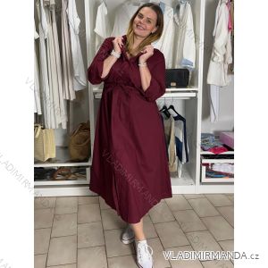 Šaty dlhé košilové  dlouhý rukáv dámske EUGENIE  (44/46/48 ONE SIZE) TALIANSKA MÓDA IMSM26000034/DUR