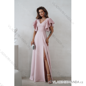 Šaty dlhé elegantné flitrové krátky rukáv dámske nadrozmer (34-50) POLSKÁ MÓDA PMLWD26MARINA6