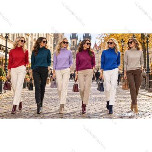 Sveter úpletový s rolákom dlhý rukáv dámsky (S/M/L ONE SIZE) TALIANSKA MÓDA IMD26101