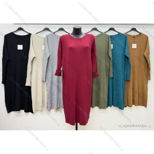Šaty teplé dlhý rukáv dámske nadrozmer (50/52/54 ONE SIZE) TALIANSKA MÓDA IM426285