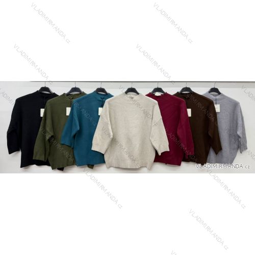 Sveter úpletový so stojačikom 3/4 rukáv dámsky OVERSIZE (S/M/L ONE SIZE) TALIANSKA MÓDA IM4260341