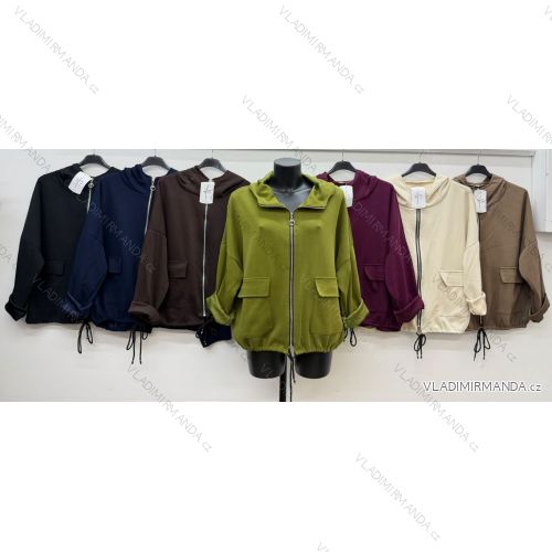 Mikina s kapucňou na zips dlhý rukáv dámska nadrozmer (52/54/56 ONE SIZE) TALIANSKA MÓDA IM4260319