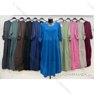 Šaty bavlnené menšestrové 3/4 rukáv dámske nadrozmer (46/48/50 ONE SIZE) TALIANSKA MÓDA IM4260324