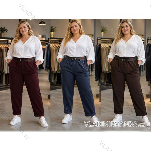 Nohavice dlhé s opaskom dámske nadrozmer (42/44/46 ONE SIZE) TALIANSKA MÓDA IM4260327