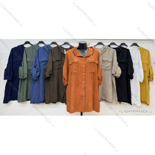 Košeľa klasik 3/4 dlhý rukáv dámska nadrozmer (54/56/58 ONE SIZE) TALIANSKA MÓDA IM4260329