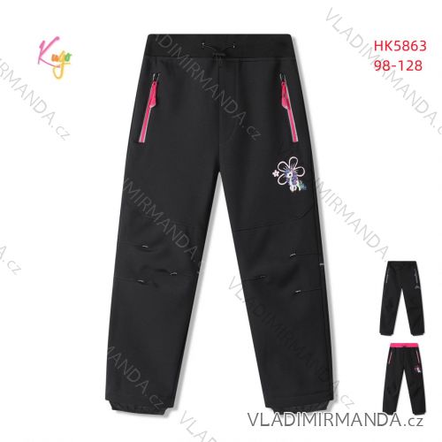 Nohavice softshellové zateplené flaušom detské dievčenské a chlapčenské (98-128) KUGO HK5863