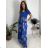 Šaty letné krátky rukáv dámske FIORE (S/M/L ONE SIZE) TALIANSKA MÓDA IMSM25019/DU královská modrá S/M/L