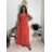 Šaty dlhé letné rebrované krátky rukáv dámske (XS/S/M/L ONE SIZE) TALIANSKA MÓDA IMSM25128 modrá S/M/L