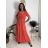 Šaty dlhé letné rebrované krátky rukáv dámske (XS/S/M/L ONE SIZE) TALIANSKA MÓDA IMSM25128 modrá S/M/L