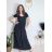 Šaty dlhé letné rebrované krátky rukáv dámske (XS/S/M/L ONE SIZE) TALIANSKA MÓDA IMSM25128 modrá S/M/L