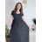 Šaty dlhé letné rebrované krátky rukáv dámske (XS/S/M/L ONE SIZE) TALIANSKA MÓDA IMSM25128 modrá S/M/L