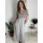 Šaty dlhé letné rebrované krátky rukáv dámske (XS/S/M/L ONE SIZE) TALIANSKA MÓDA IMSM25128 modrá S/M/L