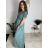 Šaty dlhé letné rebrované krátky rukáv dámske (XS/S/M/L ONE SIZE) TALIANSKA MÓDA IMSM25128 modrá S/M/L