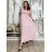 Šaty dlhé letné rebrované krátky rukáv dámske (XS/S/M/L ONE SIZE) TALIANSKA MÓDA IMSM25128 modrá S/M/L