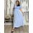 Šaty dlhé letné rebrované krátky rukáv dámske (XS/S/M/L ONE SIZE) TALIANSKA MÓDA IMSM25128 modrá S/M/L