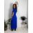 Šaty dlhé letné skládané krátky rukáv dámske ZUZA (S/M/L ONE SIZE) TALIANSKA MÓDA  IMD251761/DUR královská modrá S/M/L
