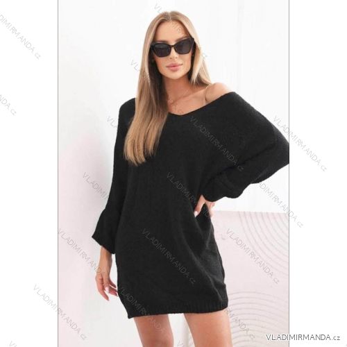Šaty pletené dlhý rukáv dámske nadrozmer (50/52/54 ONE SIZE) TALIANSKA MÓDA IMD26110