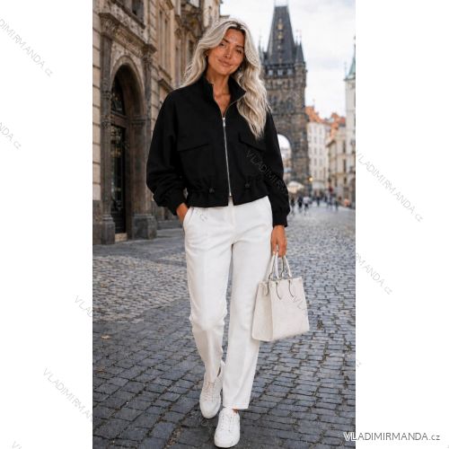 Bunda krátka slabá sťahovací dlhý rukáv dámska nadrozmer (46/48/50 ONE SIZE) TALIANSKA MÓDA IMD26111