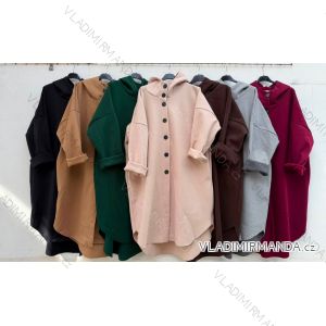 Kabát teplý s kapucňou dlhý rukáv dámsky (S/M/L ONE SIZE) TALIANSKA MÓDA IMD26114