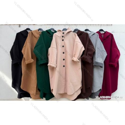 Kabát teplý s kapucňou dlhý rukáv dámsky (S/M/L ONE SIZE) TALIANSKA MÓDA IMD26114