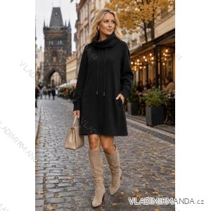 Šaty mikinové teplé dlhý rukáv dámske nadrozmer (42/44/46 ONE SIZE) TALIANSKA MÓDA IMD26120