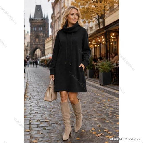 Šaty mikinové teplé dlhý rukáv dámske nadrozmer (42/44/46 ONE SIZE) TALIANSKA MÓDA IMD26120