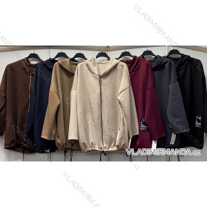 Mikina teplá s kapucňou na zips dlhý rukáv dámska nadrozmer (54/56/58 ONE SIZE) TALIANSKA MÓDA IMC26304
