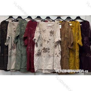 Šaty voľnočasové dlhý rukáv dámske nadrozmer (48/50/52 ONE SIZE) TALIANSKA MÓDA IMC26311