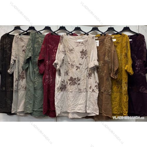Šaty voľnočasové dlhý rukáv dámske nadrozmer (48/50/52 ONE SIZE) TALIANSKA MÓDA IMC26311