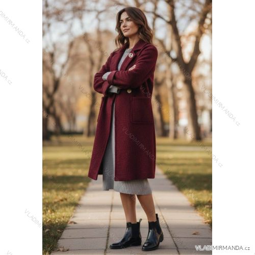 Kabát teplý dlhý rukáv dámsky nadrozmer (46/48/50 ONE SIZE) TALIANSKA MÓDA IMD26130