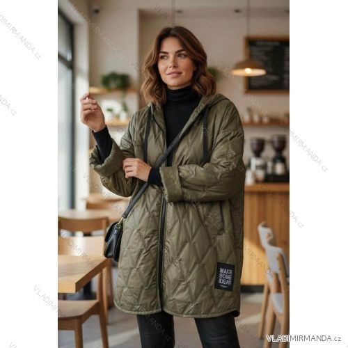 Bunda slabá šusťáková dlhý rukáv dámska nadrozmer (48/50/52 ONE SIZE) TALIANSKA MÓDA IMD26131
