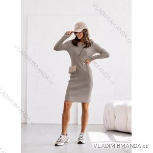Šaty úpletové dlhý rukáv dámske (S/M/L ONE SIZE) TALIANSKA MÓDA IMD26138